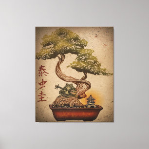 Impressão Em Tela Design de Árvore sapo Bonsai Presente Amante de