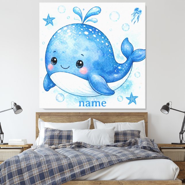 Impressão Em Tela design de baleia kawaii fofo (Insitu(Quarto))
