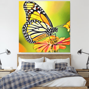 Impressão Em Tela Design de Borboleta Monarca Bebendo