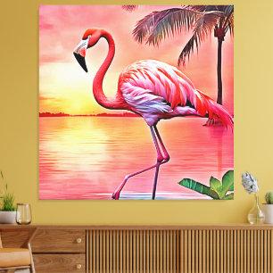 Impressão Em Tela Design de cena de Flamingo rosa