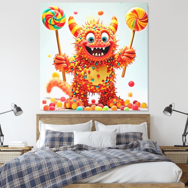 Impressão Em Tela Design de Delícia de Monstro Feliz (Insitu(Quarto))