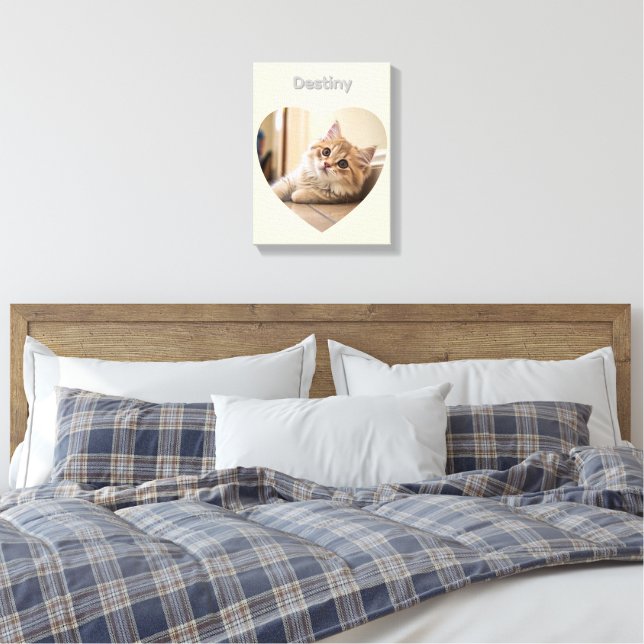 Impressão Em Tela Design de Gato em Forma de Coração (Insitu(Quarto))