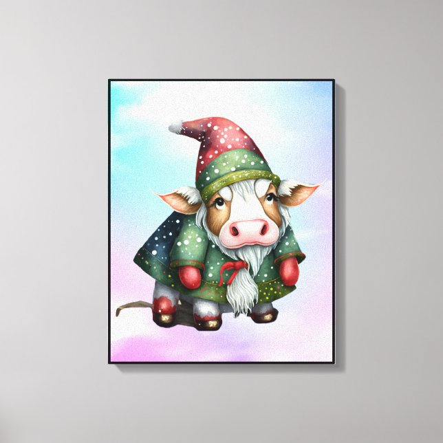 Impressão Em Tela Design de Gnome Vaca de Natal-83456 (Frente)