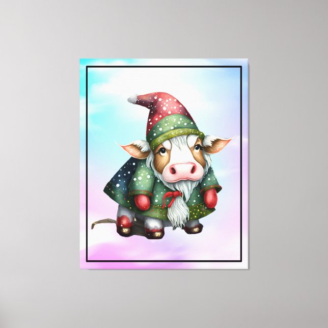 Impressão Em Tela Design de Gnome Vaca de Natal-83456 (Frente)