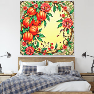 Impressão Em Tela Design de Ilustração Floral de Queda Festiva