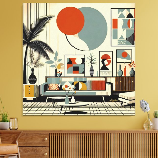 Impressão Em Tela Design de Interiores de Meados do Século Eclipse S (Insitu(Sala de estar))