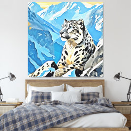 Impressão Em Tela Design de Leopardo de Neve Selvagem