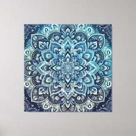 Impressão Em Tela Design de Mandala Gradiente Azul