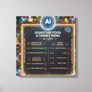 Impressão Em Tela Design de Menu de Café Fantasia Temático de IA