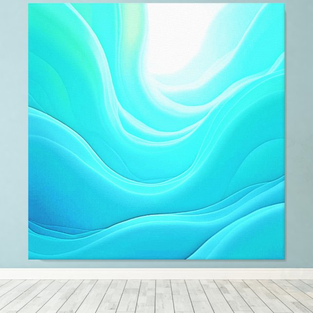 Impressão Em Tela Design de Ondas Abstrato da Serenidade do Oceano A (Insitu(piso de madeira))