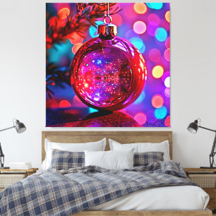 Impressão Em Tela Design de Ornamento de Natal Neon Vibrante