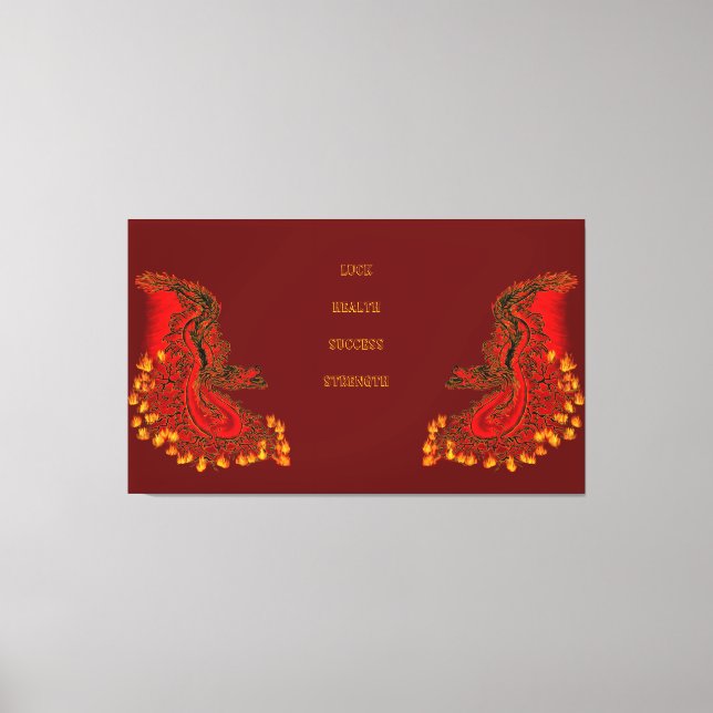 Impressão Em Tela Design de ouro e vermelho do Dragão da China (Frente)