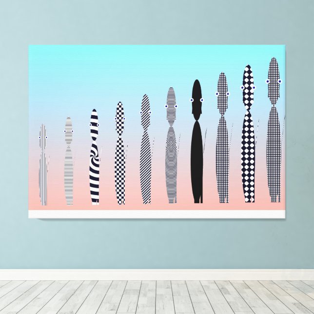 Impressão Em Tela Design de padrão geométrico de dez gatos (Insitu(piso de madeira))