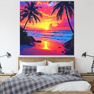 Impressão Em Tela Design de Paraíso Tropical Sunset