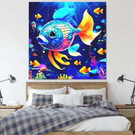 Impressão Em Tela Design de Peixes de Recifes Vibrantes