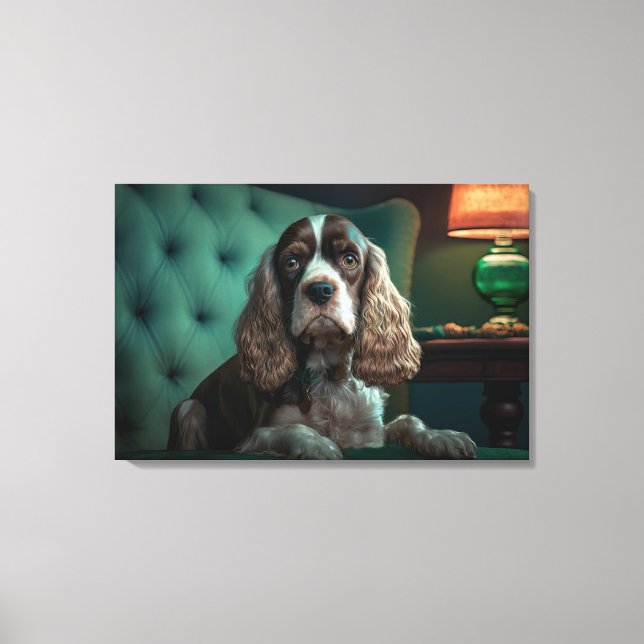 Impressão Em Tela Design de retrato clássico de Cocker Spaniel elega (Frente)