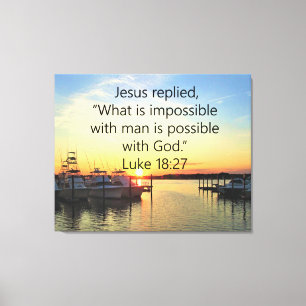 IMPRESSÃO EM TELA DESIGN DE SCRIPTURE SERENE SUNSET LUKE 18:27