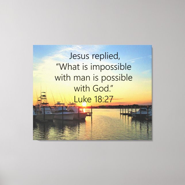IMPRESSÃO EM TELA DESIGN DE SCRIPTURE SERENE SUNSET LUKE 18:27 (Frente)