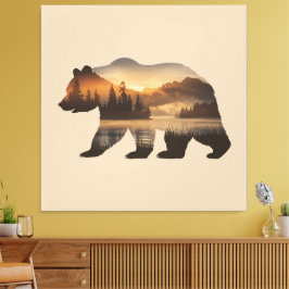 Impressão Em Tela Design de Silhueta de Urso com Modo de Exibição Su
