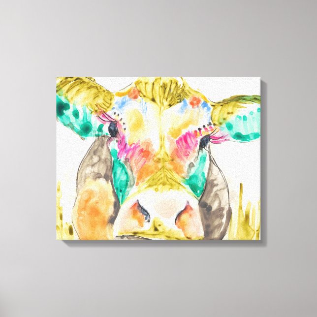 Impressão Em Tela Design de Vaca Colorida (Frente)