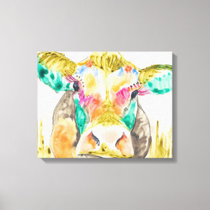 Impressão Em Tela Design de Vaca Colorida