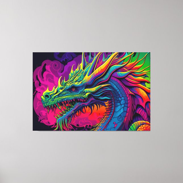 Impressão Em Tela Design do Dragão Psicodélico (Frente)