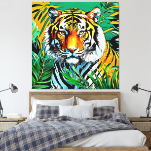 Impressão Em Tela Design do Tigre da Selva Tropical