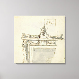 Impressão Em Tela Design esboçado para uma lareira (a caneta & a