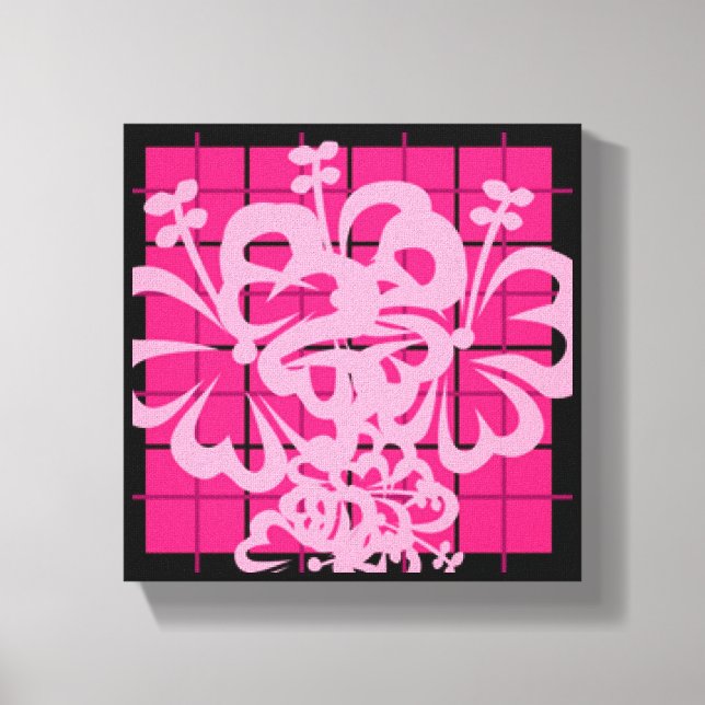 Impressão Em Tela Design Florah Placeado Rosa (Frente)