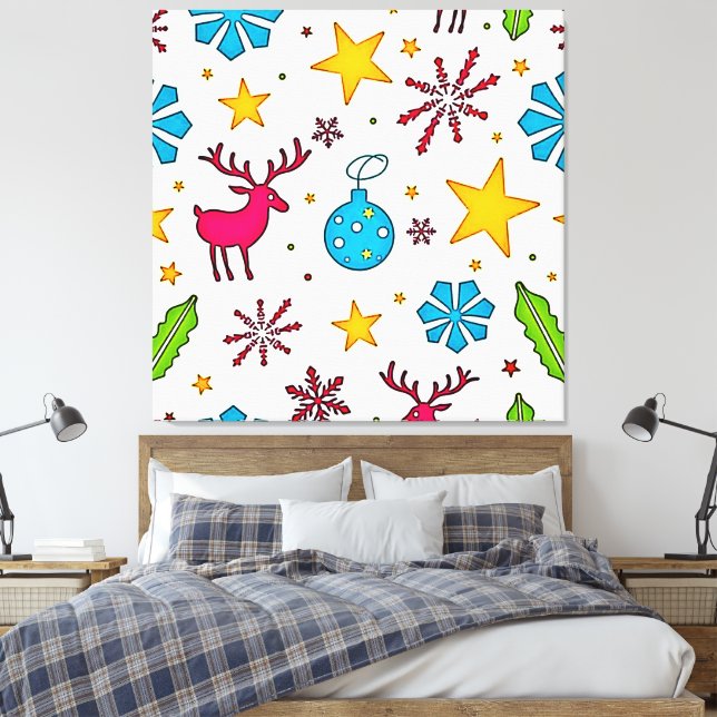 Impressão Em Tela Design Mágico de Rena Festiva (Insitu(Quarto))
