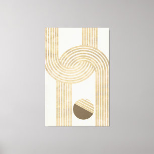 Impressão Em Tela Design moderno com listras bege e amarelas