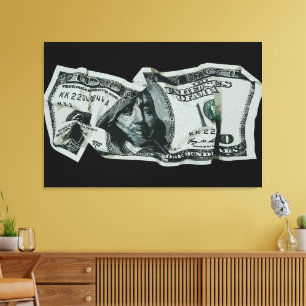 Impressão Em Tela Design Moderno da Nota Amassada de $100