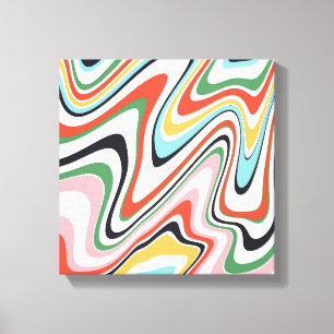 Impressão Em Tela Design Moderno das Linhas de Onda Coloridas Retroa