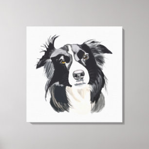Impressão Em Tela Design novo preto e branco de border collie