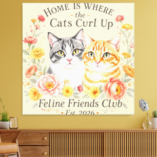 Impressão Em Tela Design para Amantes de Gatos Malhados Cinza e Lara