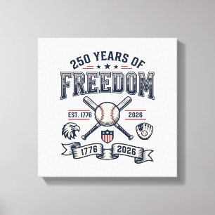 Impressão Em Tela Design Patriótico de Beisebol 250 Anos de Liberdad