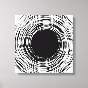 Impressão Em Tela Design preto e branco abstrato do buraco negro