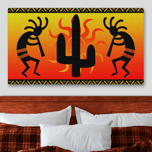 Impressão Em Tela Design Tribal Kokopelli Cactus