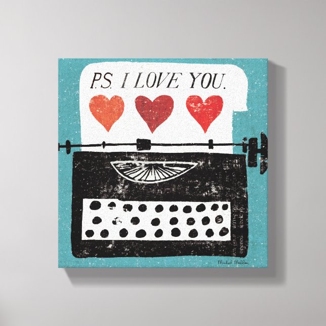 Impressão Em Tela Desktop Vintage - Máquina de escrever (Frente)