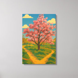 Impressão Em Tela Despertar primavera - Paisagem de Árvore em Sangue