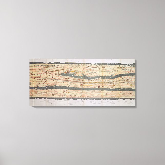 Impressão Em Tela Detalhe da Mesa Peutinger (Frente)