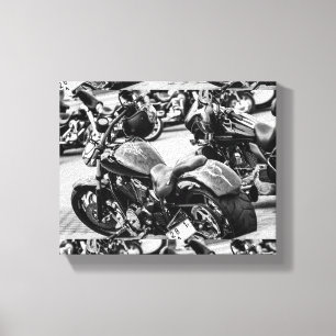 Impressão Em Tela Detalhes de Motocicleta Motociclista Pilotos