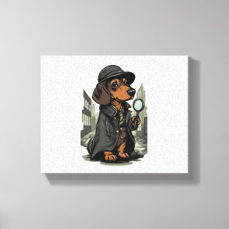 Impressão Em Tela Detetive Dachshund - Cão de Resolução Mistério