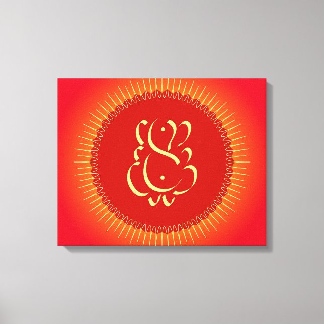 Impressão Em Tela Deus Ganesha com raios solares (Frente)