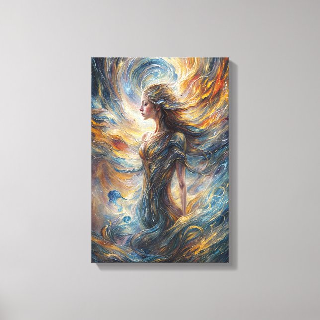 Impressão Em Tela Deusa Cósmica Eetérea Abstrato Retrato Arte (Frente)