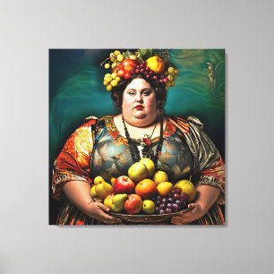 Impressão Em Tela "Deusa da Indulgência Excessiva" Retrato Colorido