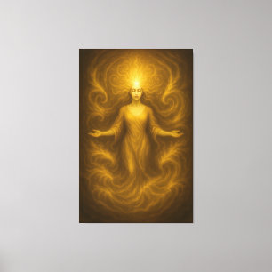 Impressão Em Tela Deusa da Revelação Dourada – Aura de Luz Radiante
