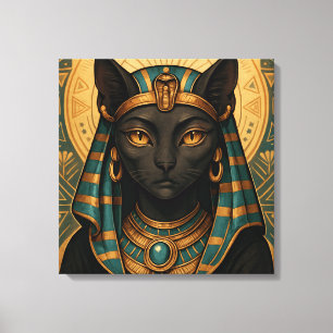Impressão Em Tela Deusa de Gato Egípcia ouro   Bastet Divine
