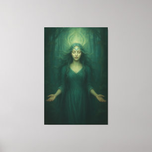 Impressão Em Tela Deusa do Espírito Esmeralda – Aura Florestal Ilumi