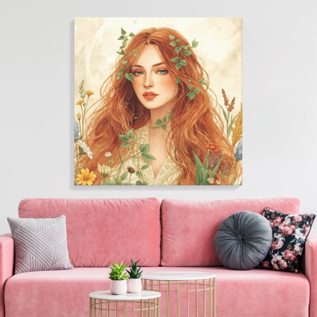 Impressão Em Tela Deusa Solar Celestial Arte Boho de Parede | Radian (Insitu(Sala de estar))